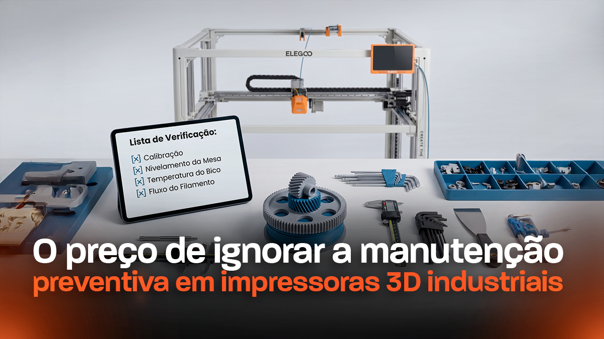 Manutenção preventiva em impressoras 3D industriais para reduzir falhas e aumentar a produtividade.
